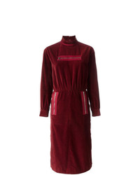 Vestito longuette di velluto bordeaux di Courrèges Vintage