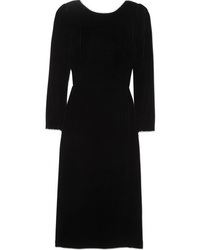 Vestito longuette di velluto decorato nero di Gucci