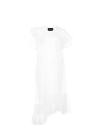 Vestito longuette in tulle a pieghe bianco di Simone Rocha