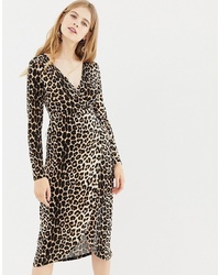 Vestito longuette leopardato marrone di QED London
