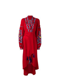Vestito longuette ricamato rosso di Yuliya Magdych