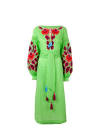 Vestito longuette ricamato verde di Yuliya Magdych