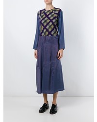 Vestito longuette scozzese melanzana scuro di Yohji Yamamoto Vintage