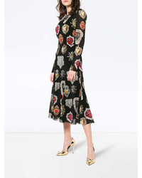Vestito longuette stampato nero di Dolce & Gabbana