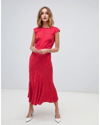 Vestito longuette stampato rosso di Warehouse