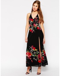 Vestito lungo a fiori nero di Jarlo