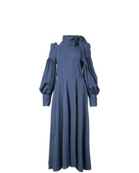 Vestito lungo a righe verticali blu scuro di Jill Stuart