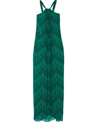Vestito lungo di chiffon stampato verde