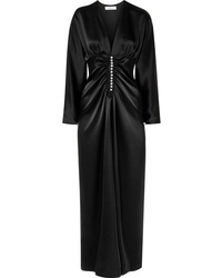 Vestito lungo di raso decorato nero