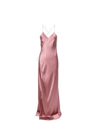 Vestito lungo di raso rosa di Michelle Mason