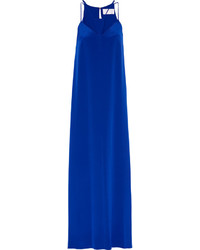 Vestito lungo di seta blu