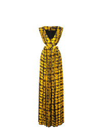 Vestito lungo effetto tie-dye giallo