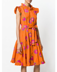 Vestito svasato a fiori arancione di La Doublej