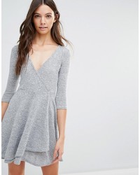 Vestito svasato di lana grigio