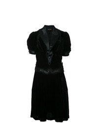 Vestito svasato di raso con volant nero di Comme Des Garçons Vintage