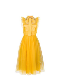 Vestito svasato in tulle giallo di N°21