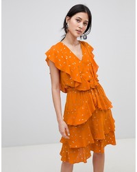 Vestito svasato stampato arancione di Y.a.s