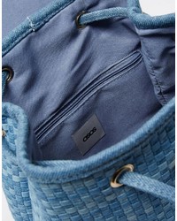 Zaino di jeans tessuto azzurro di Asos