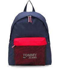 Zaino di tela blu scuro e rosso di Tommy Jeans